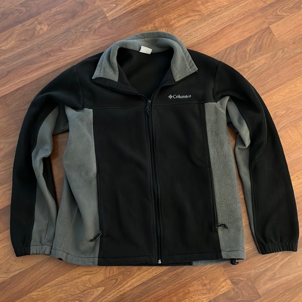 Columbia Men’s Large Fleece Jacket Black and Gray